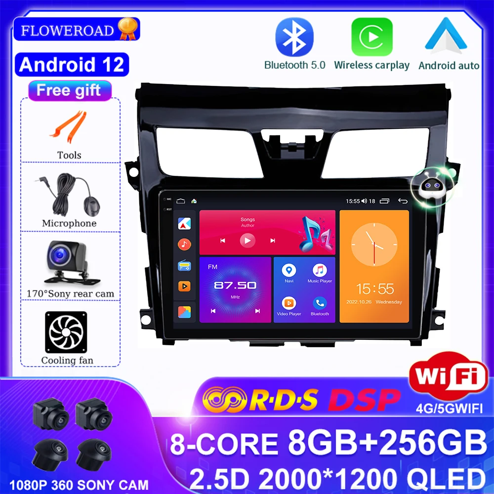 

Android 13 For Nissan Teana J33 2013 - 2015 GPS Navigation Car Multimedia Player Radio DVR BT 5.0 QLED DSP Carplay Auto GPS 2DIN