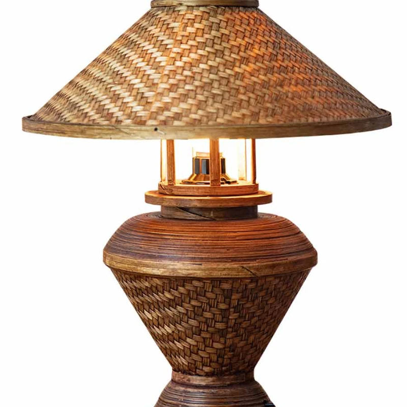 

Bedroom bedside lamp creative retro nostalgic hotel club handmade bamboo table lamp