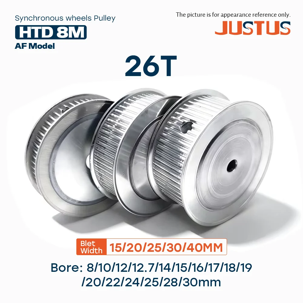 HTD 8M 26 Teech Timing Pulley Bore 8-30mm Teeth Pitch 8 mm Slot Width 16/21/27/32/42 mm For 15/20/25/30/40mm 8M Synchronous Belt