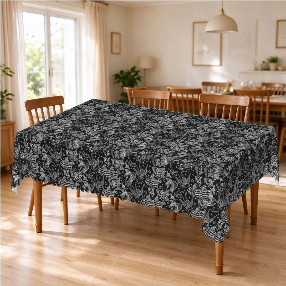 American Traditional Tattoo Flash Tablecloth Restaurant Kitchen Rectangular Tablecloth Festival Party Outdoor Dining Table Cover