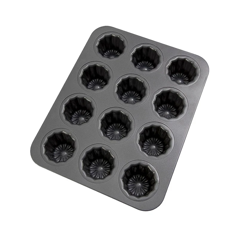 12-Cavity Canele Mold Cake Pan Non-Stick Canele Muffin Bakeware Cupcake Pan For Oven Baking Pudding Molds