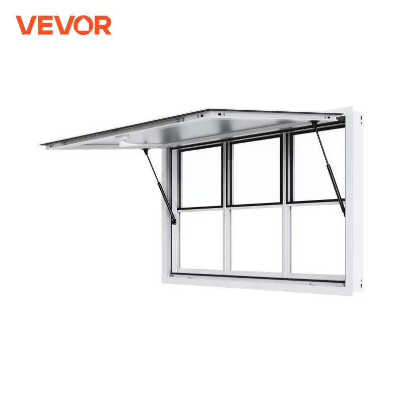 VEVOR Concession Window  Aluminum Alloy Food Truck Service Window with Vertical Lifting Windows & Awning Door & Drag Hook Up