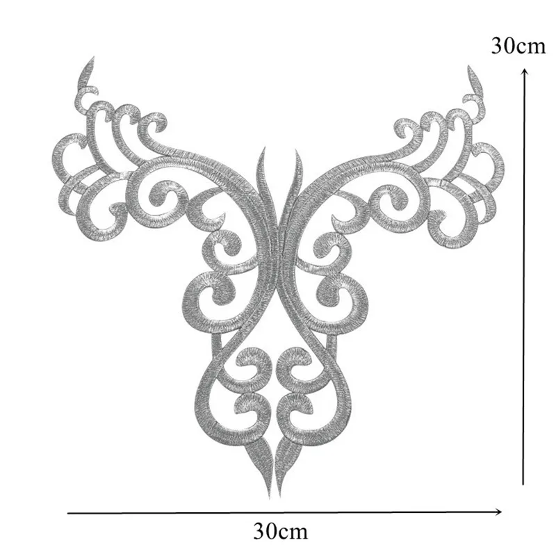 Gold Silver Embroidery Baroque Flower Applique Iron Sew On Patch For Wedding Bridal Gown Clothes Fabric Dress Decor DIY Crafts