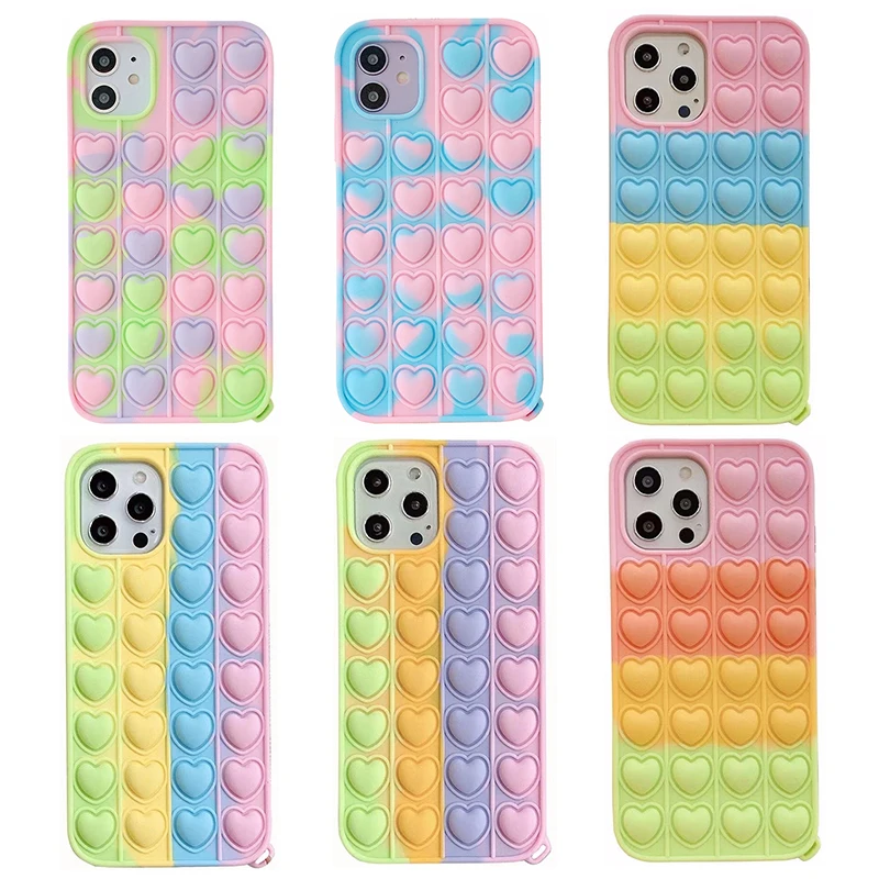 Custodia in Silicone 3D Push Bubble per iphone 12 11 13 Pro XS MAX X XR SE 2020 6 6s 7 8 Plus allevia lo Stress Cover morbida antiurto