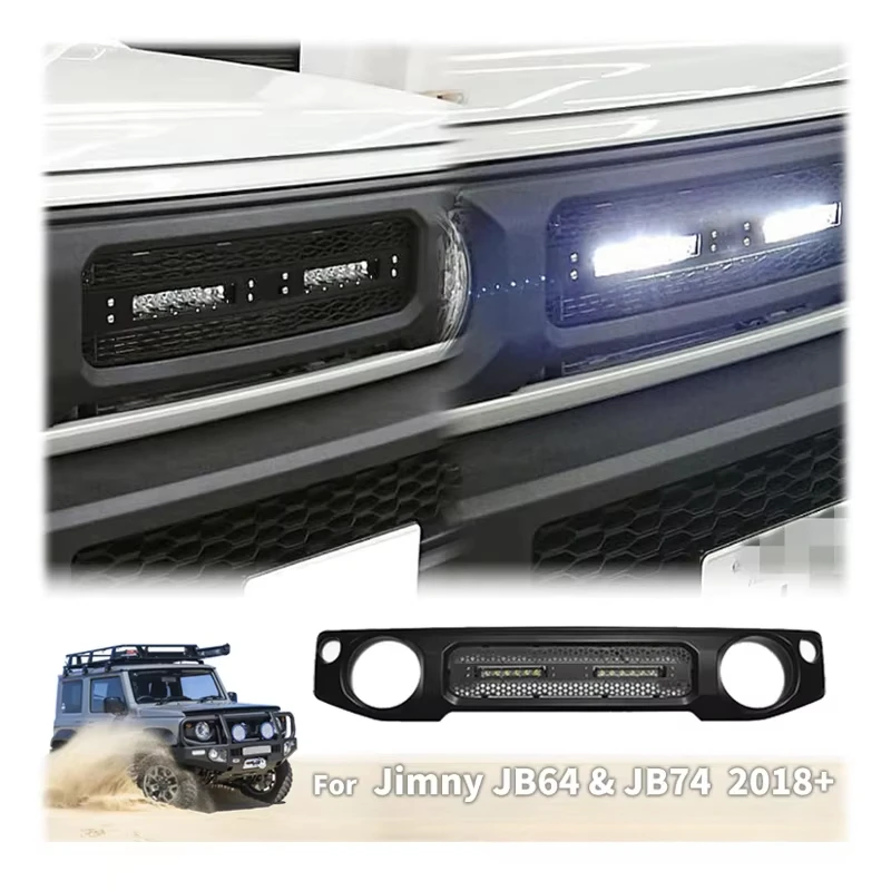 

HOLACAR Jimny Front Grille With Led Light Bar Front Grille for Jimny Jb74custom