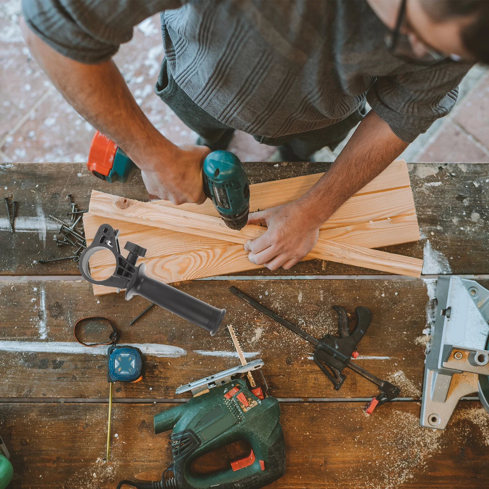 4Pcs Impact Drill Handle Adjustable 41-44Mm Plastic Side Handle for Electric Hammer Drills Non-Slip Cylindrical Grip Precision