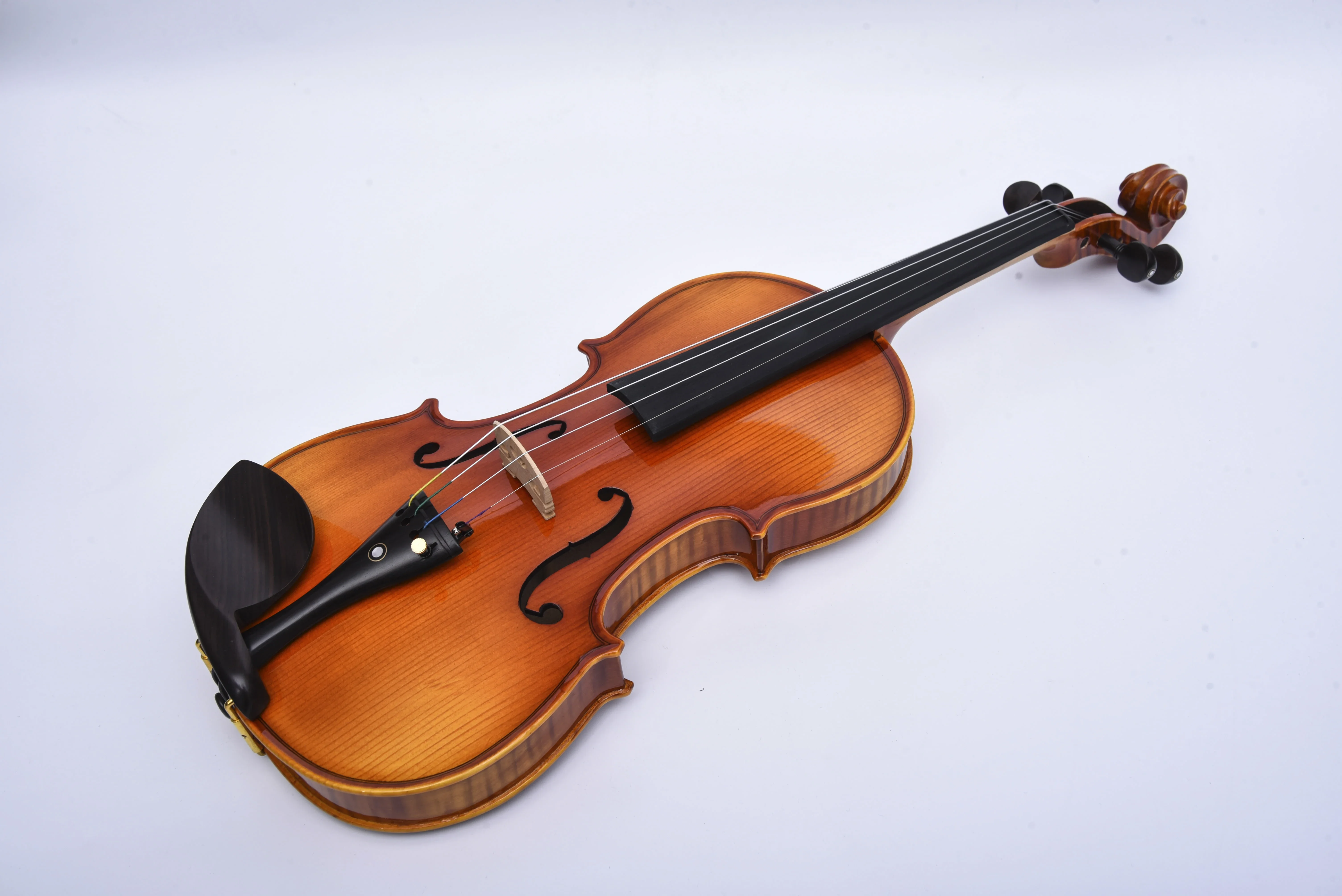 Wholesale Handmade Violin 1/4 1/8 2/4 4/4 3/4 Spruce Top Flame Maple Back Ebony Bow Professional Violin For Sale