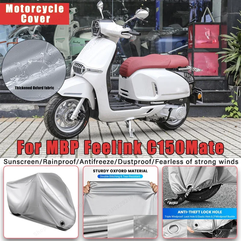 

For MBP Feelink C150Mate No Ear Motorcycle Cover - Outdoor Full Body Protection, Waterproof Dustproof Sunscreen Accessory