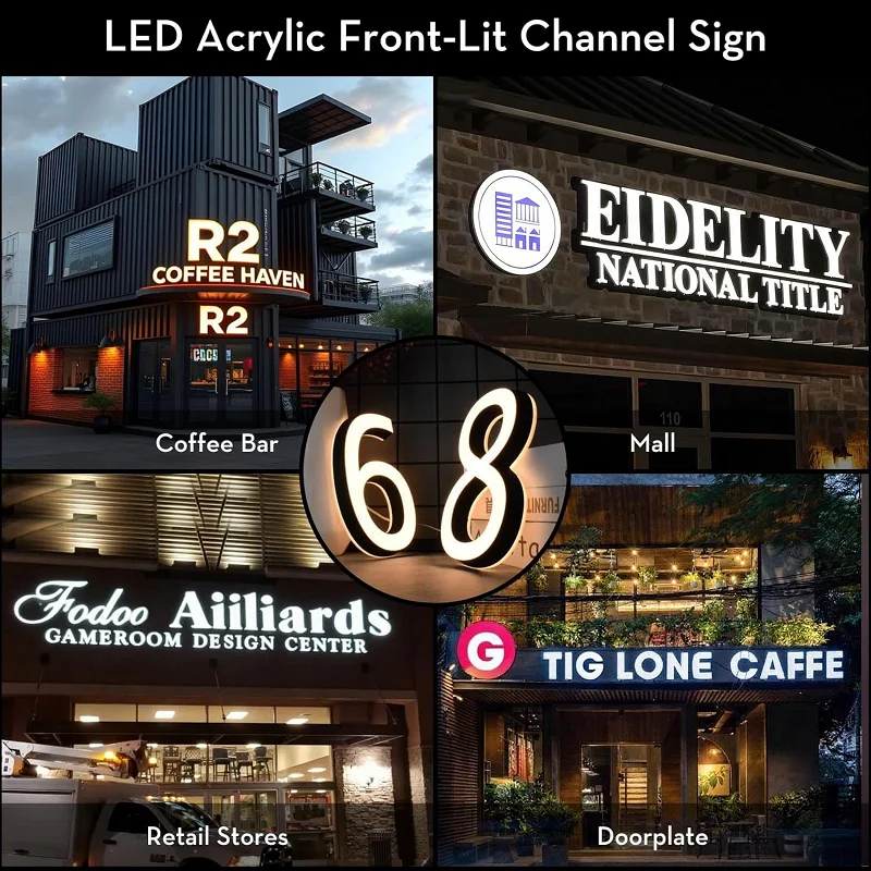 Custom Business 3D logo Sign Custom LED Metal Backlit Sign Indoor Outdoor For Beauty Salon Office Reception Trade Show