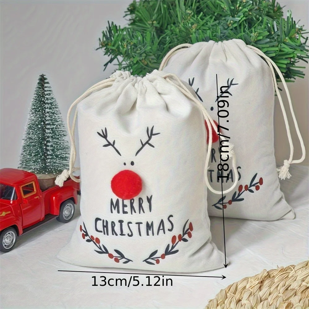 5 قطعة 13*18 سنتيمتر عيد الميلاد قماش الرباط أكياس ثلاثية الأبعاد الرنة عطلة هدية الحقائب ، أكياس الزخرفية احتفالية للاحتفال بالعام الجديد #4