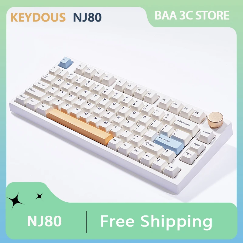 

Keydous NJ80 Mechanical Keyboard 3mode Wireless Bluetooth RGB Hot Swap Multifunctional Knob Custom Gaming Keyboard PC Accessory