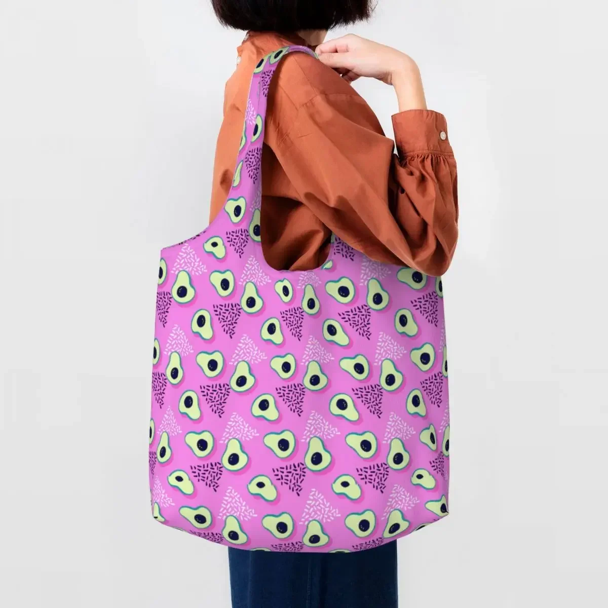 Kawaii Print Avocato Pattern Tote Shopping Bags Portable Canvas Shopper Shoulder Fruit Vegan Bag Photography Handbags