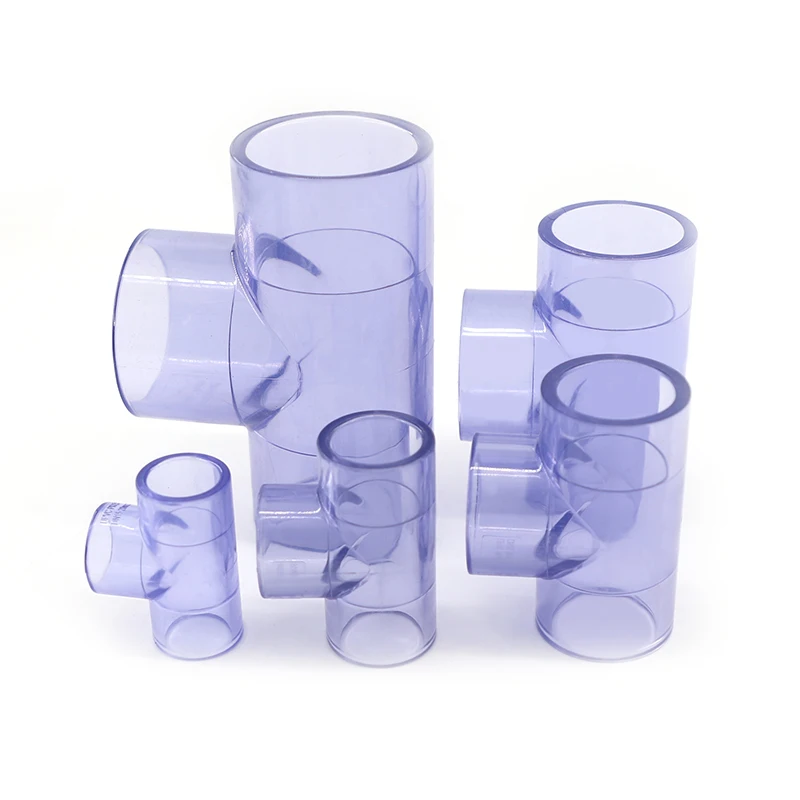 2-20PCS I.D 20-50mm PVC Transparent Three-way Clear Sturdy Transparent Plastic Water Supply Pipe