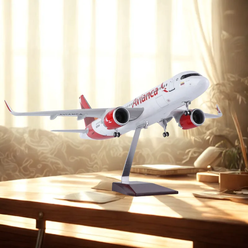 

Scale Airplane Diecast Columbia Avianca A320 Airways Children Toys 47cm Resin Aircraft Model With Lights Landing Gear Displays
