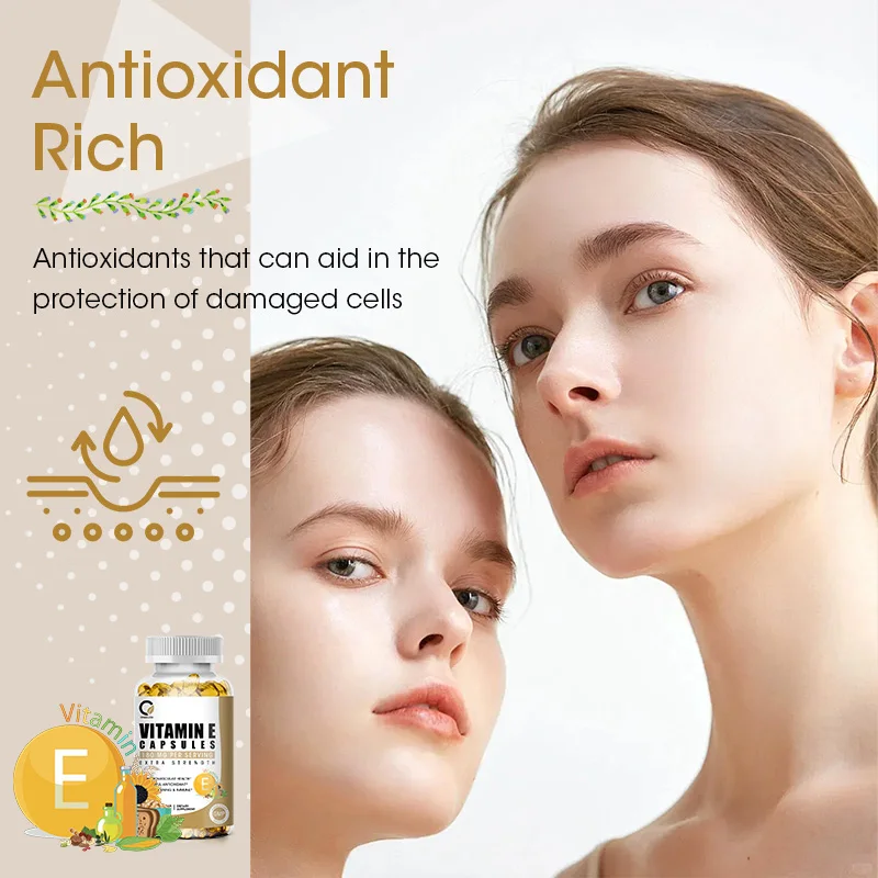 Vitamin E 180mg (400 IU) Dietary Supplement for Antioxidant Support Immune , Anti-Wrinkle, Whiten Skin, Anti-aging Vegan Capsule