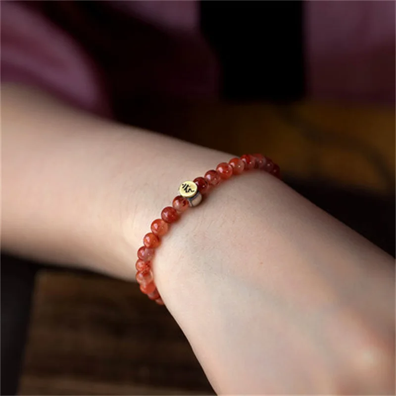 South Red Onyx s925 Silver Brings Good Lot Beads 12 Zodiac Fashion Buddha Beads Bracelet Women's Gift Lucky Hand String Jewelry