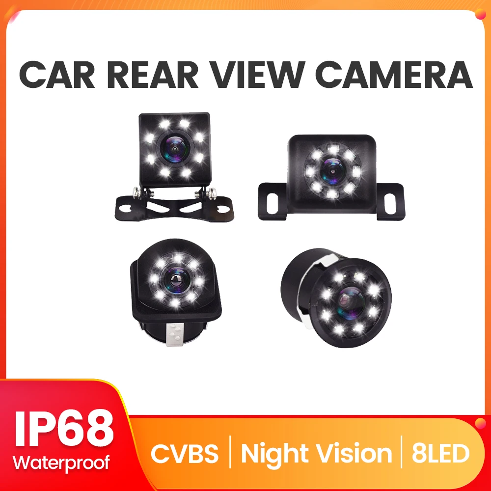 Navifly Car Universal HD RVC 12V Waterproof Camera IP68 Night Vision Rearview Camera video Supports All Cars 8 LED CVBS