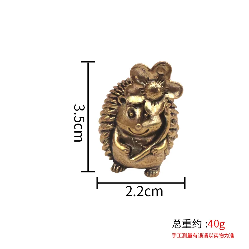 Brass Hedgehog Flower Tea Pet Face-Poking Home Decoration Small Statue Fun Craft Ornament