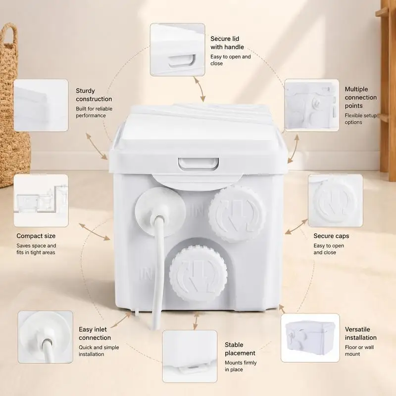 Station de relevage, 350 W, débit de 6000 l/h, tête de refoulement de 7 m, pompe à eaux usées avec 3 entrées d'eau pour sous-sol, cuisine, évier, douche, baignoire, élimination des eaux usées de la buanderie, lave-vaisselle