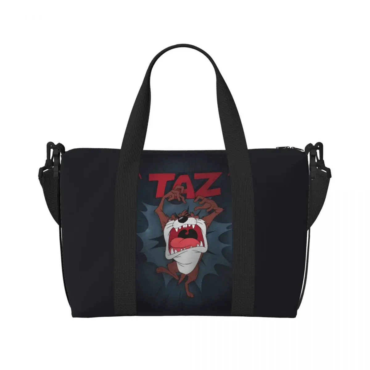 

Большая большая сумка-тоут с тасманским дьяволом для женщин, сумка для покупок с героями мультфильмов, пляжная дорожная сумка для спортзала