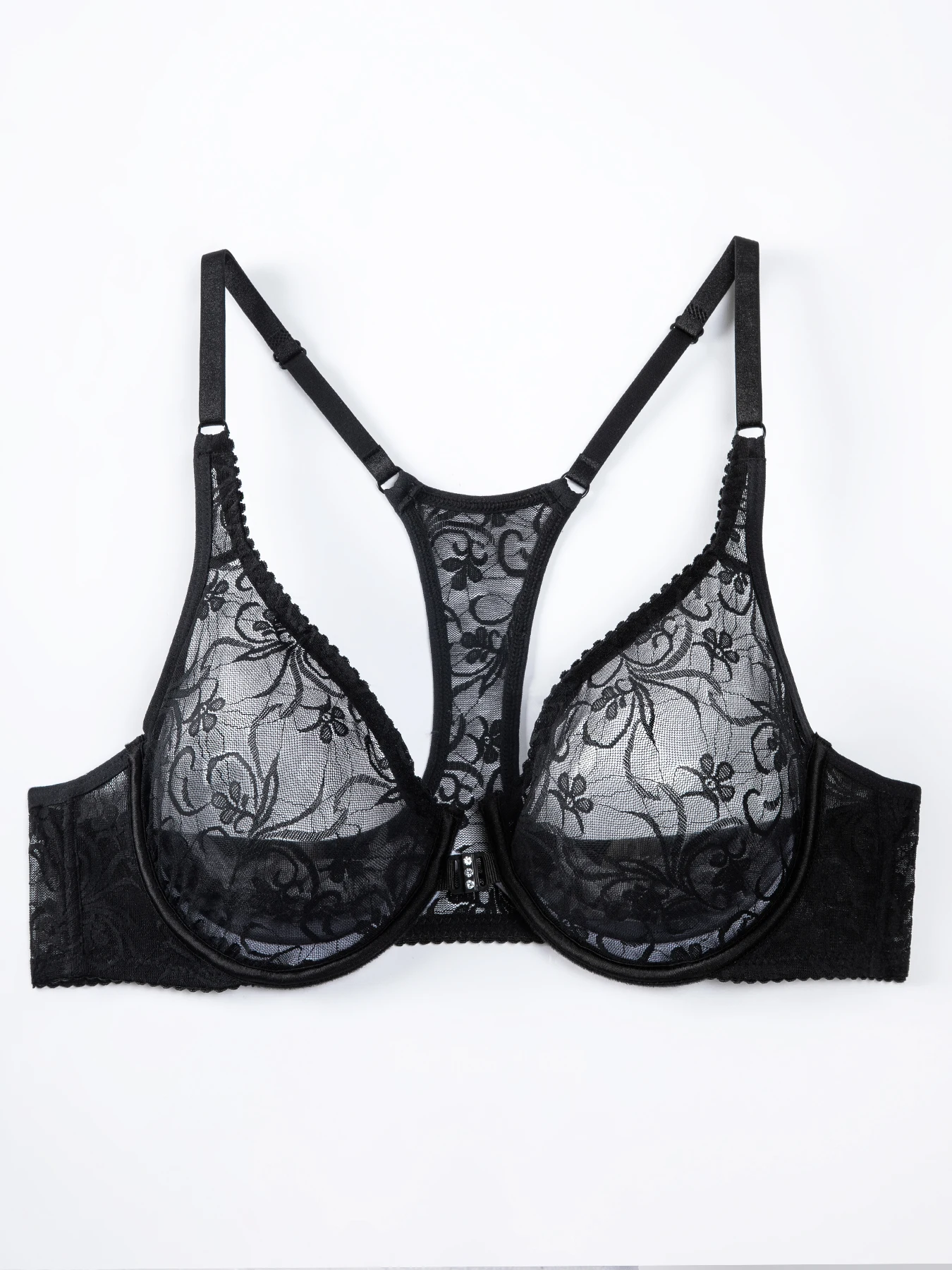BH für Damen, Spitzen-BH mit Knöpfen vorne, Bügelunterwäsche, elegante Stickerei, schöner Rücken, Übergröße, Dessous-BH, Top-BH