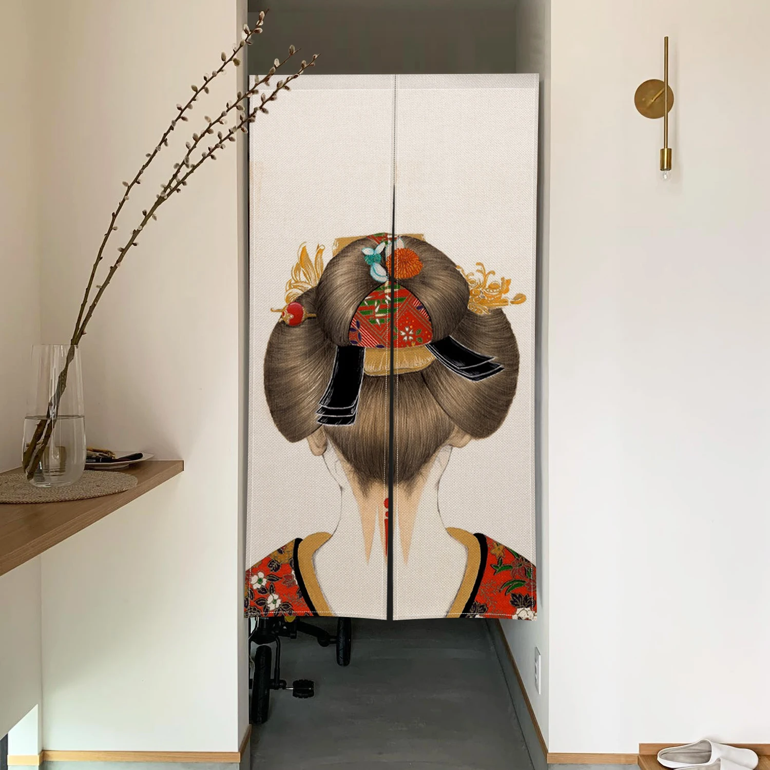 Geisha Oiran Kabuki Japanese Style Door Curtain Partition Kitchen Sushi Porch Doorway Entrance Hanging Half-Curtain Room Decor