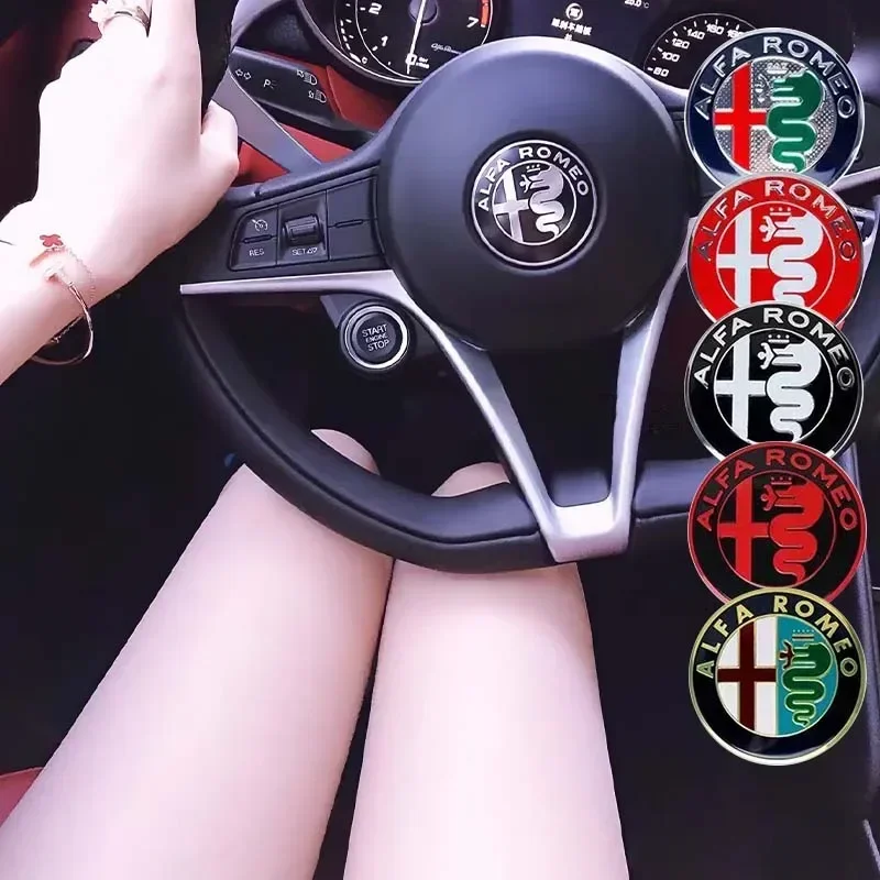 40MM Auto-Lenkrad-Emblem-Aufkleber Auto-Innenaufkleber für Alfa Romeo Mito 147 Giulietta 159 156 Stelvio Sportiva GT