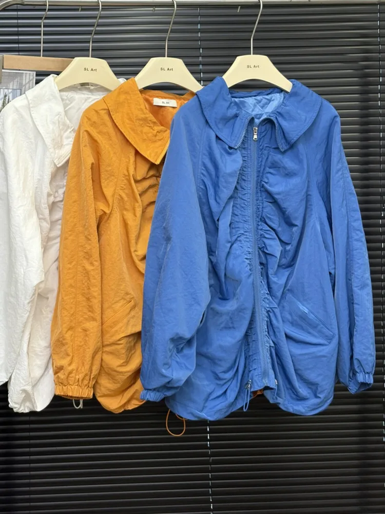 

KWTX 2025 New Women's Oversized Blazer Trench Coat Casual Chic Minimalist Slimming Wrinkle Solid Short Jacket For Early Fall