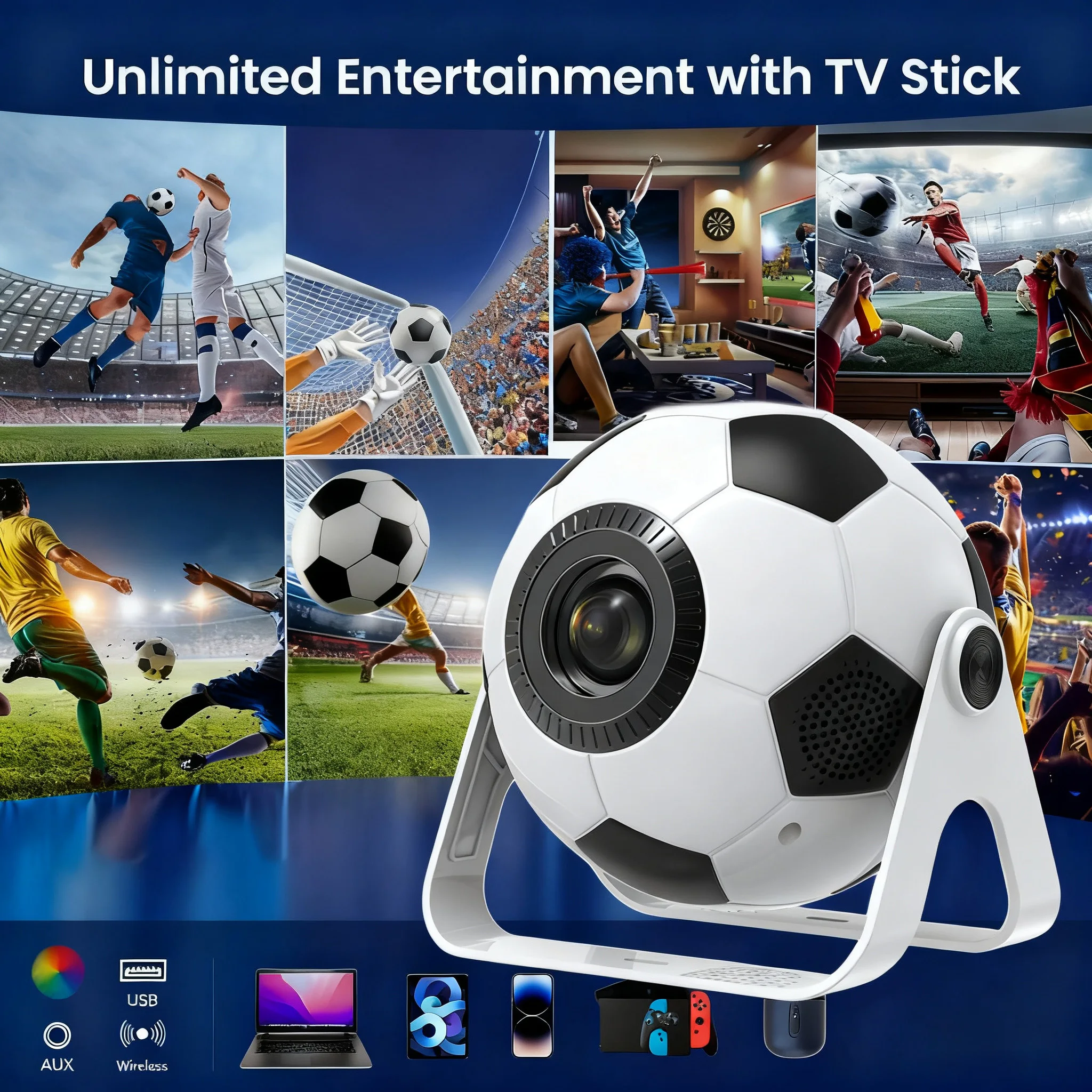 BL361 Football LCD Smart Projector Android 11 BT5.2 Wifi6 4K HD Native 720P Special Edition Projector  Fashion Gift Home Theater