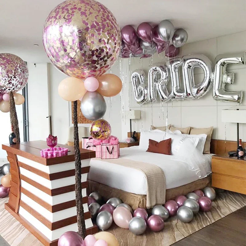 12pcs 5/10/12inch Metal Latex Balloons Chrome Glossy Metallic balloons Pink Balloon Glod Globos Birthday Party Event Decoration