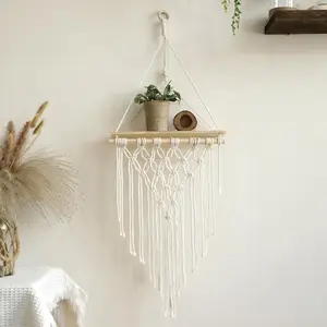 Makrome duvar asılı raf, sabit raf, duvar boho ev dekor rafları, duvar dekoru, ahşap yatak odası oturma odası kreş hediye Dördüncü içki boho - №6'nın en iyi 10 satışı