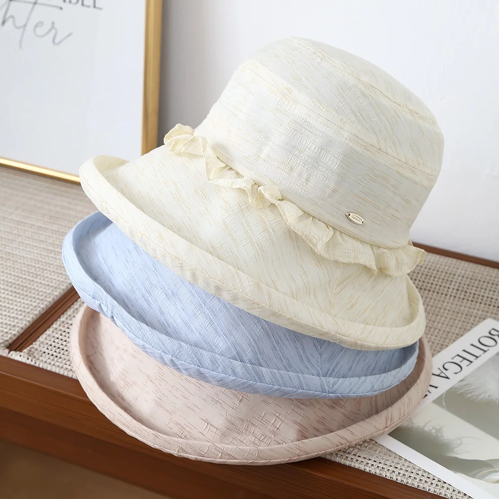 Sweet Floral Bucket Hat Women Spring Summer Elegant Casual All-Match Packable Hat Outdoor Visor Sunhat Lace Fisherman Cap