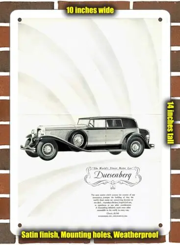 Metal Sign - 1929 Duesenberg Model J Convertible Sedan Ad- 10x14 inches