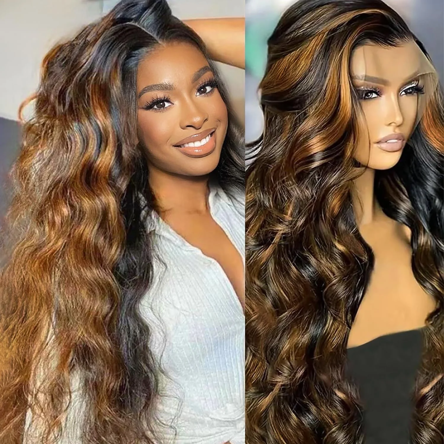 

13×6 Lace Frontal Wigs Body Wave Lace Front Wigs Human Hair 200 Density Pre Plucked Human Hair Wigs1B30