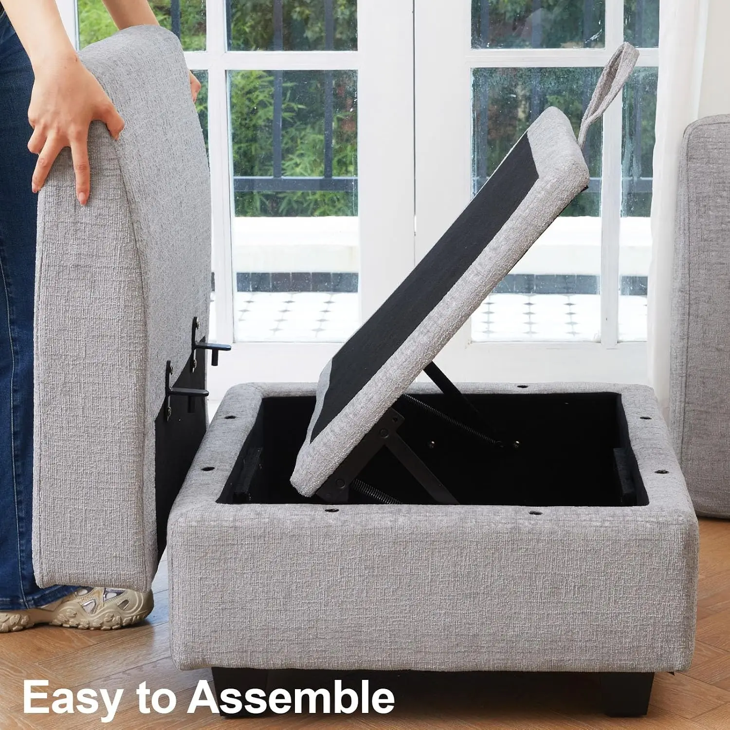 Modular Sectional Sofa Armrest Module for Chenille Modular Couch, Pair of Armrests, Light Grey, Customized