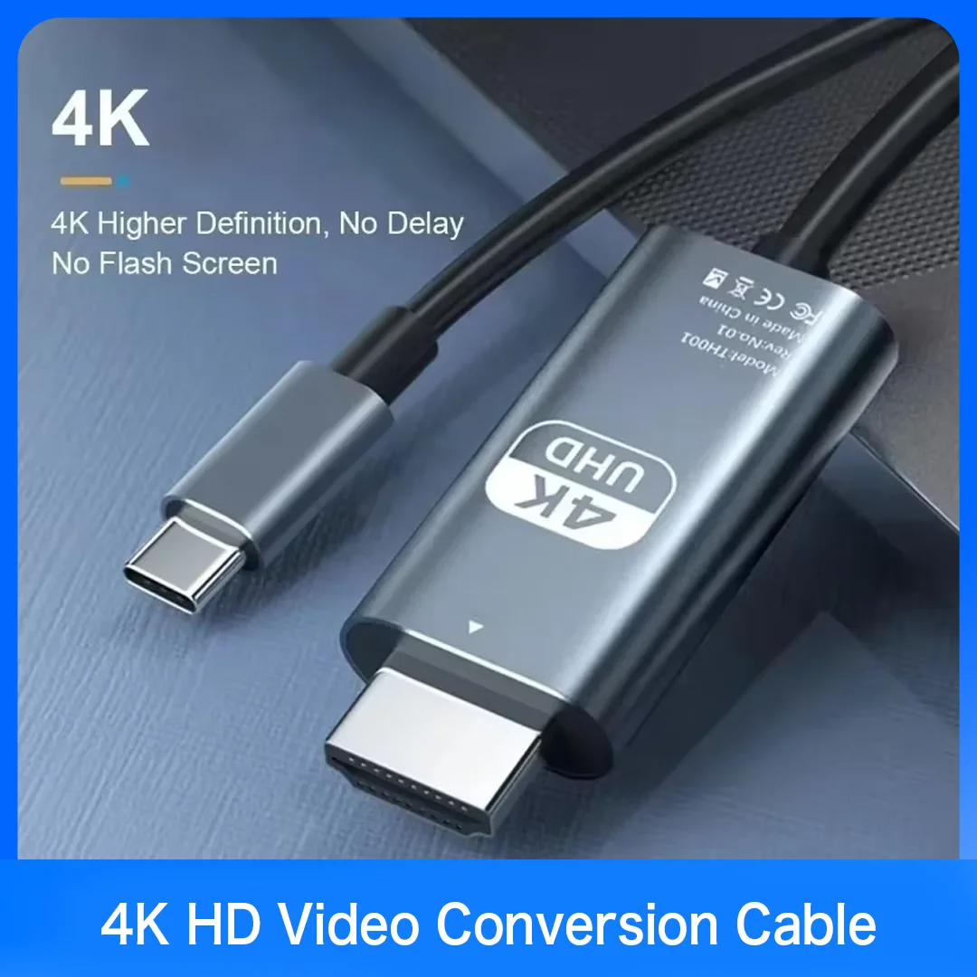 4K HD Video Conversion Cable Typec To Hdtv Same Screen Cable TV Computer 2 Meters Braided Screen Projection Cable