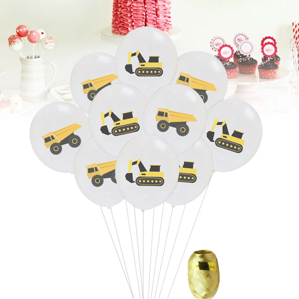 

20 Pcs Excavator Balloon Party Decoration Balloons Supplies Engineering Truck Latex