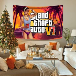 Gta 6 Vice City Decoration Bohemian Tapestry Wall Hanging Bedroom Dormitory Background Cloth Sofa Blanket Yoga Mat