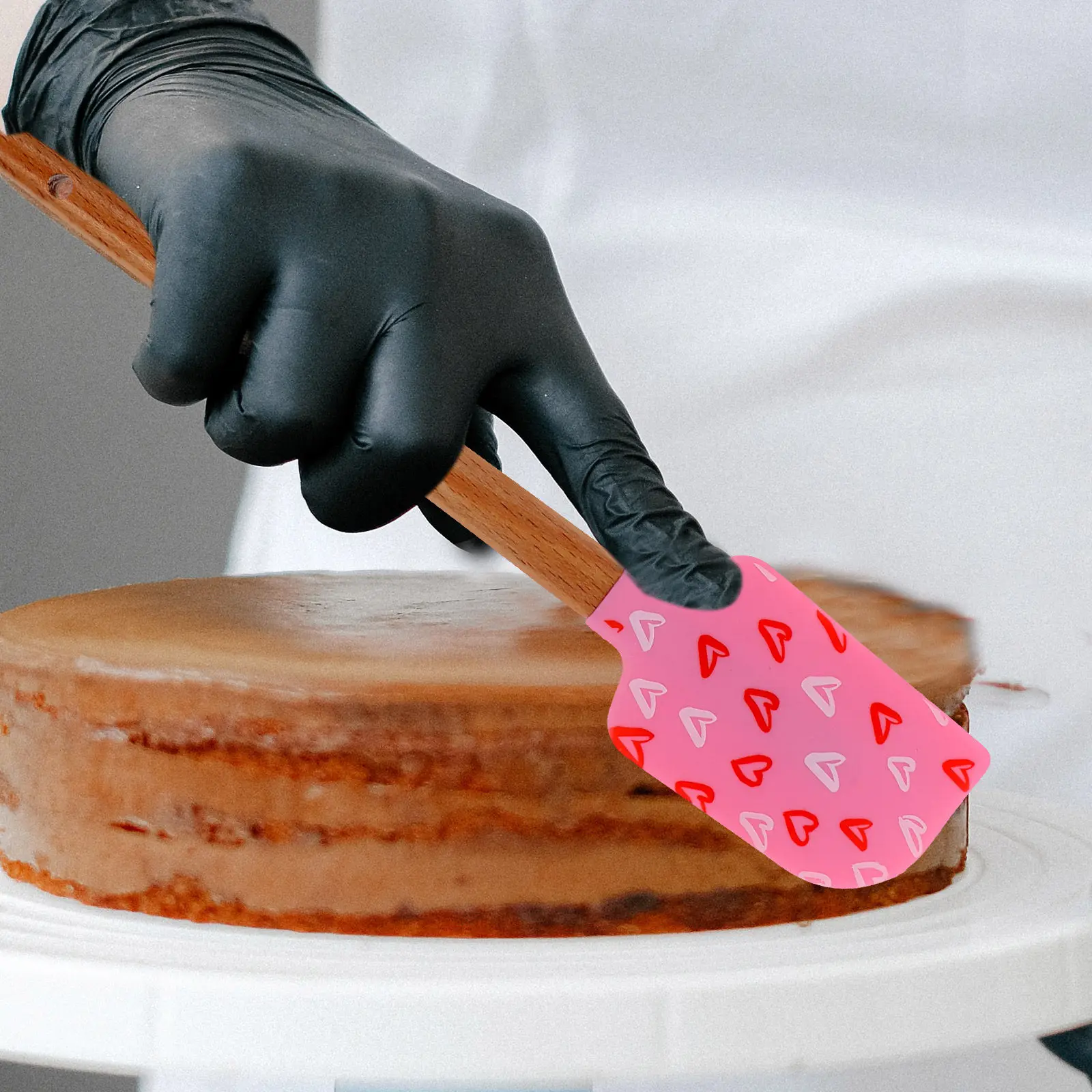2Pcs Silicone Scraper Spatula for Cake Frosting Baking Pastry Kitchen Use Tough Deformation Resistant Dish Scraper Tool Set