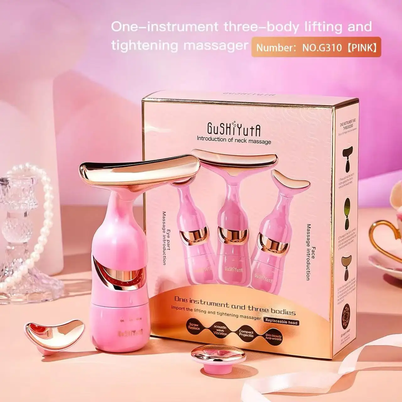 3-in-1 schoonheid gezichtsliftapparaat nek- en oogmassager anti-aging huidverstevigende rimpelverbetering gezicht slanker voor jeugdige Glo