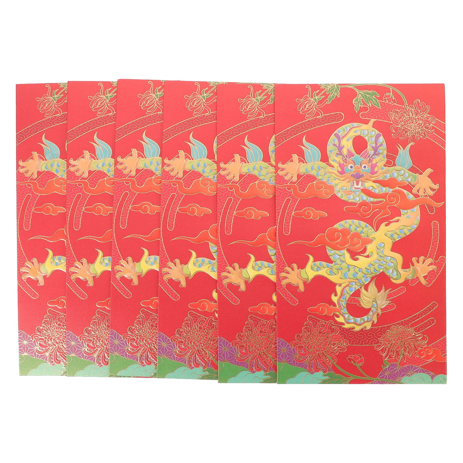 

6pcs Retro Style Red Envelopes Chinese Design Paper Money Pouches For Lunar New Year 2024 Dragon Festival Gift Red Packets