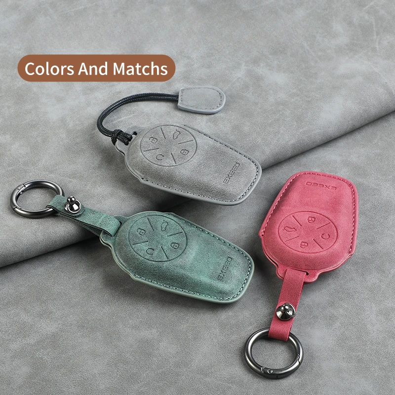 Leather Car NFC Card Smart Remote Key Fob Case Full Cover Holder Shell For ICAR Chery Exeed RX VX LX TXL FL 2024 Accessories