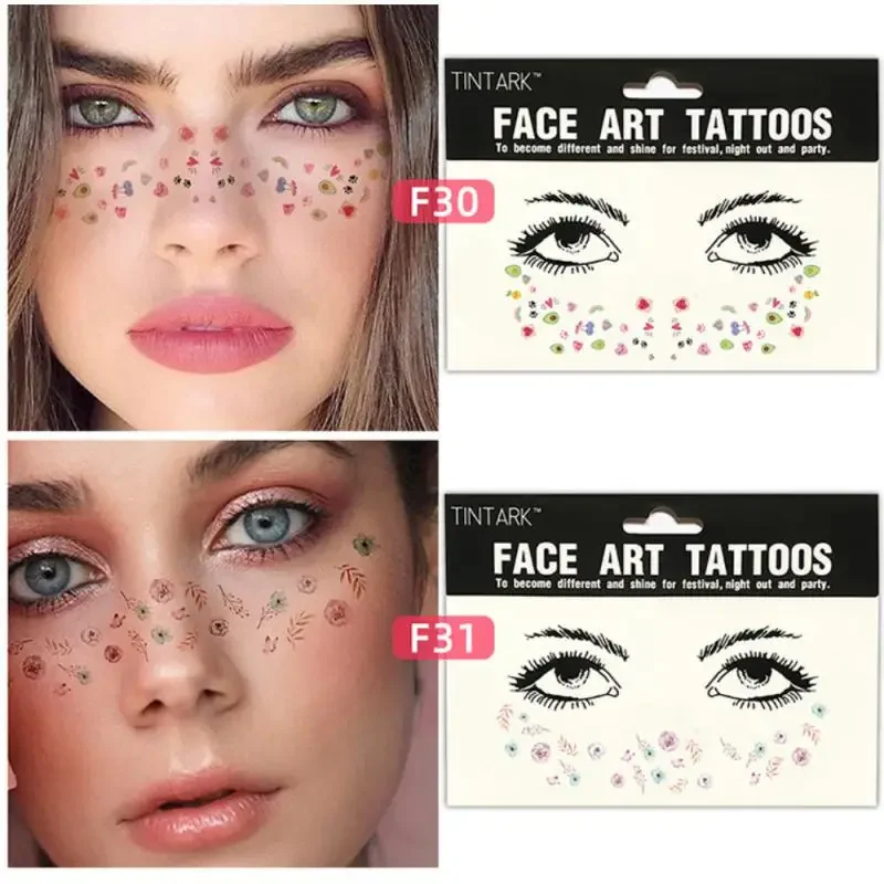 Music Festival Hot Stamping Tattoo Stickers Gold Face Decorative Decals Waterproof Freckles Makeup Stickers Eye Decals Wholesale