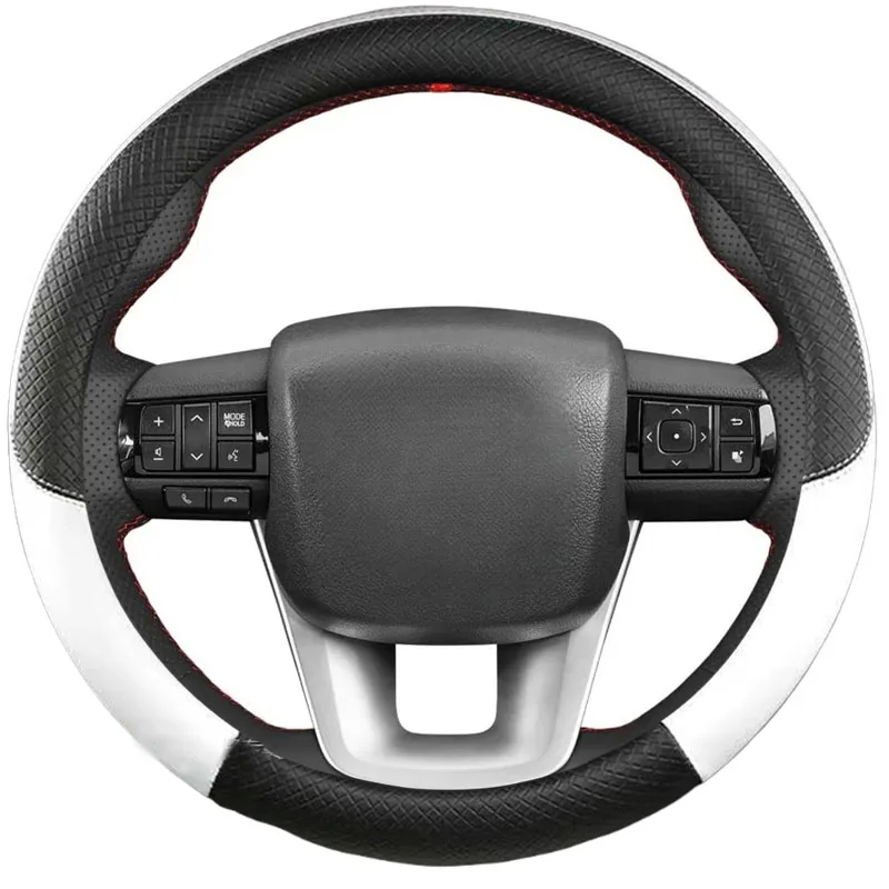 DIY Black Faux Leather Car Accessories Steering Wheel Cover For Toyota Hilux 2015-2021 Fortuner 2015-2021