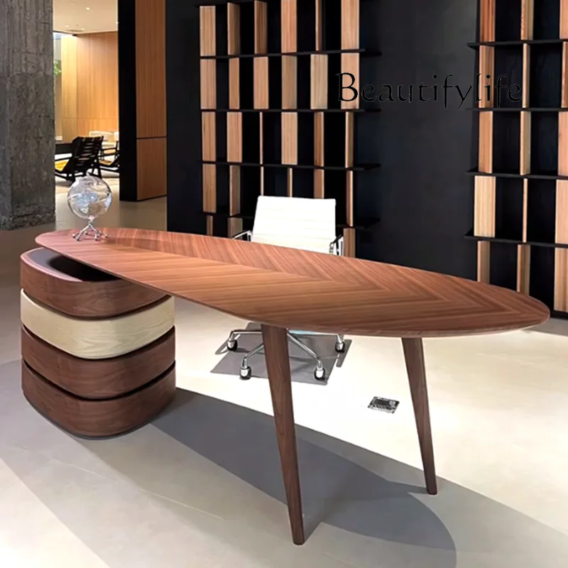 Italian Simple Walnut Desk Combination Home Modern Light Luxury Corner Desk