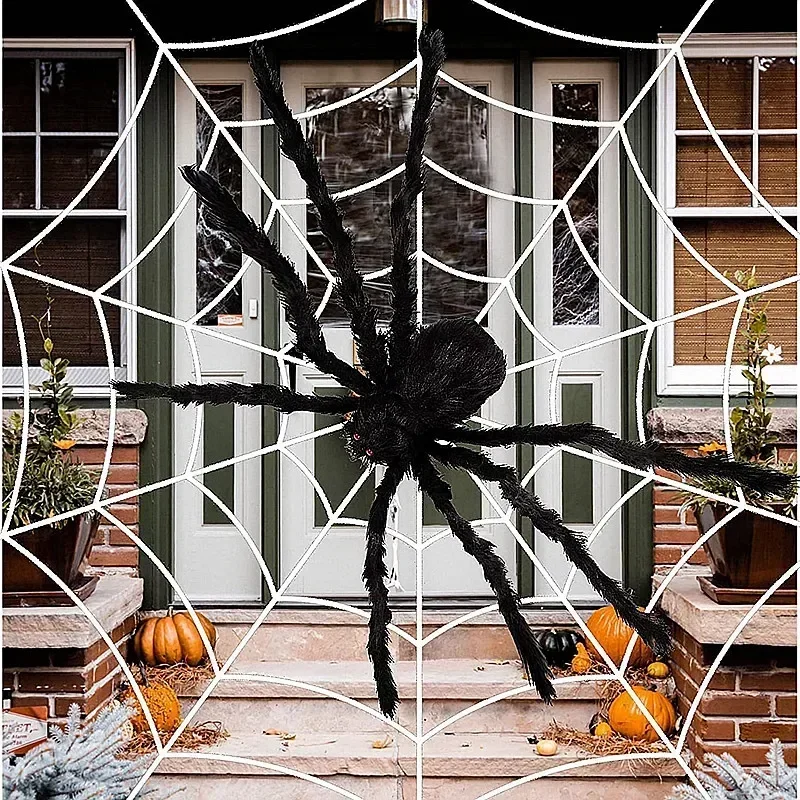 30cm/50cm/75cm/90cm/125cmHalloween Giant Black Plush Spider Decoration Haunted House Prop Indoor Outdoor Decor