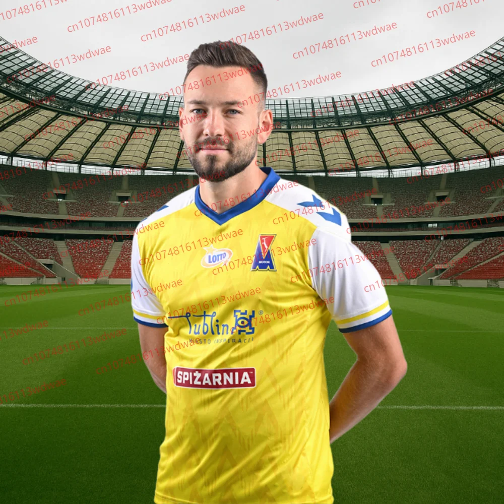 

Польский футбольный мужской футбольный трикотаж 2025 года, польский быстросохнущий моторный Lublin, домашний мужской классический футбольный комплект для взрослых/KID для мальчиков