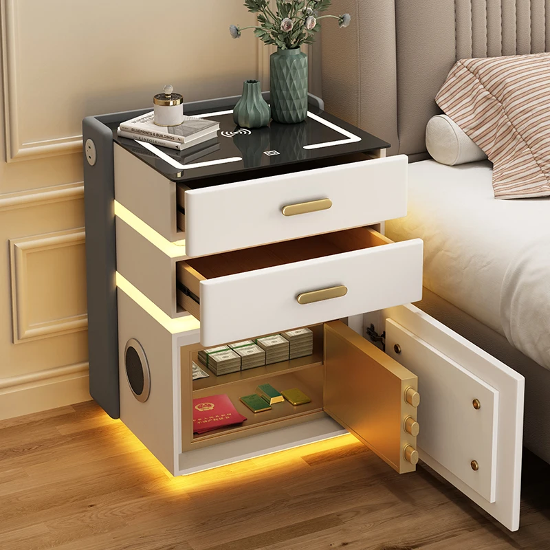 Multifunctional smart bedside table safe with light bedroom hidden safe