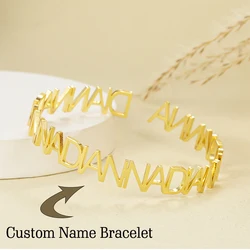 Qitian Custom Name Bracelet For Women Gold Stainless Steel Jewelry Personalized Name Bracelet Jewelry For Her Christmas Gift