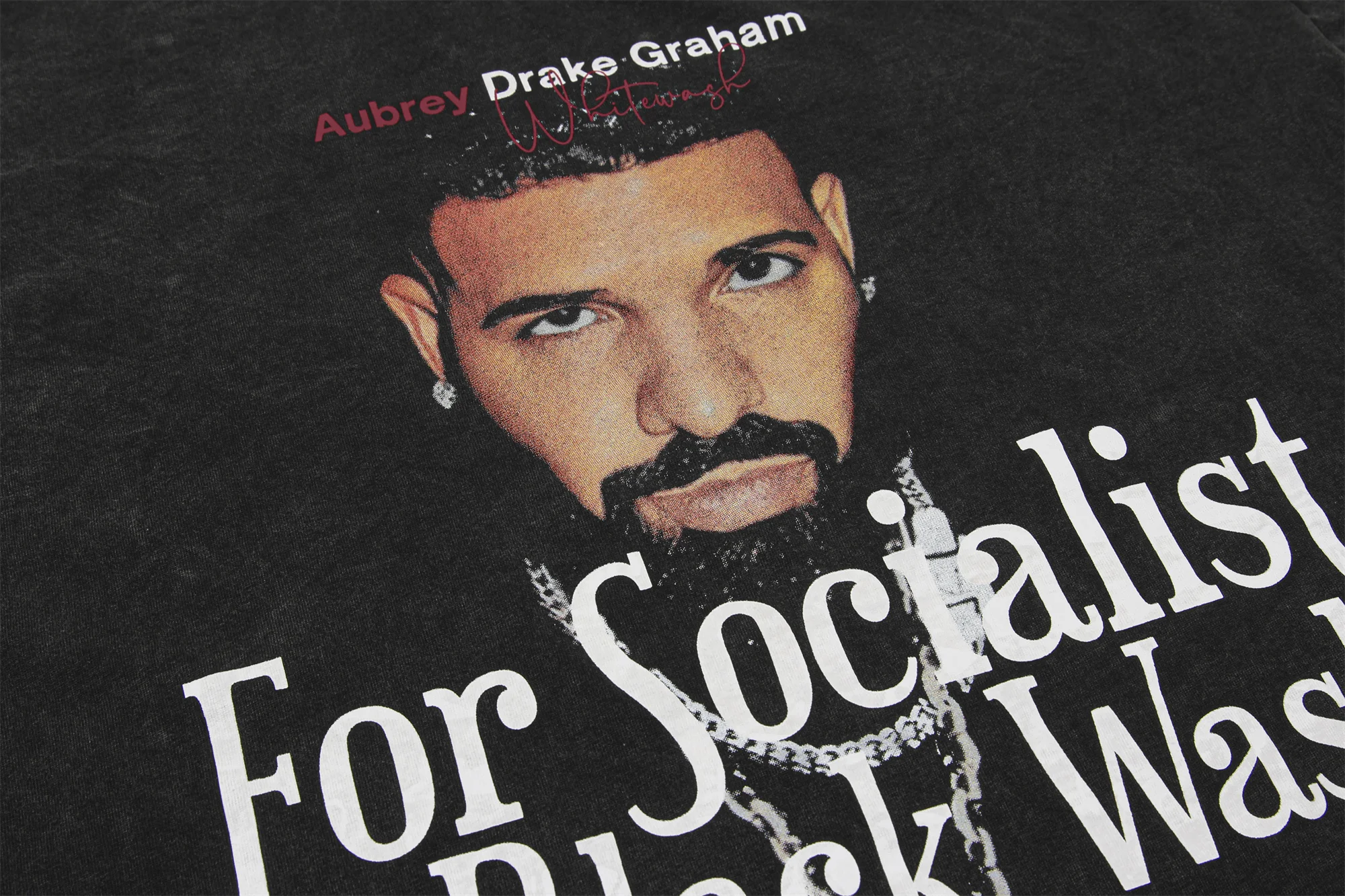 Vintage 24ss Retro DRAKE Portrait Print Cotton High-Street Washed Hip-Pop Short Sleeve Quality Tops T-Shirts For Summer